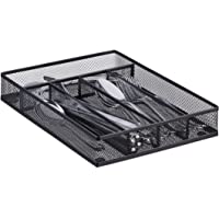 Relaxdays Bandeja de Cubiertos para Cajón Pequeña- Metal- Negro- 5 x 23.5 x 31.7 cm
